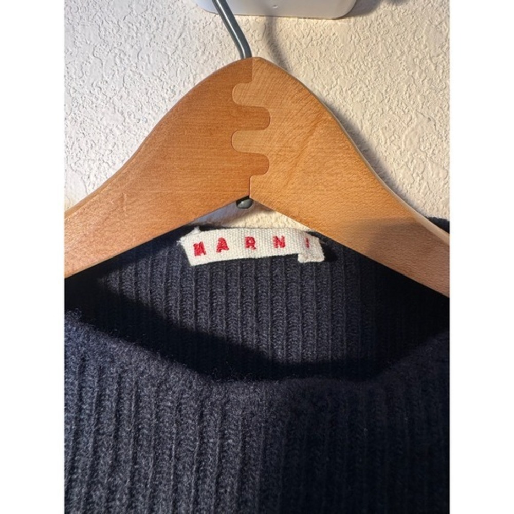 Marni Wool Sweater Kids Striped Black Green White Ribbed Knit Pullover - Picture 2 of 6